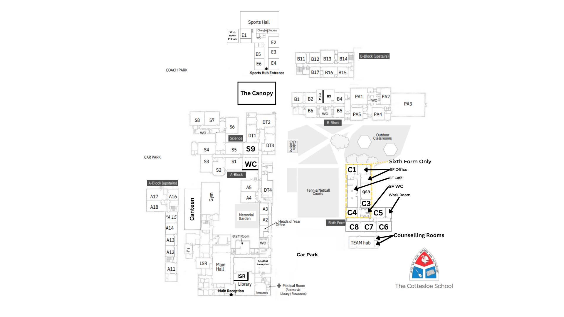 Map of the The Cottesloe School